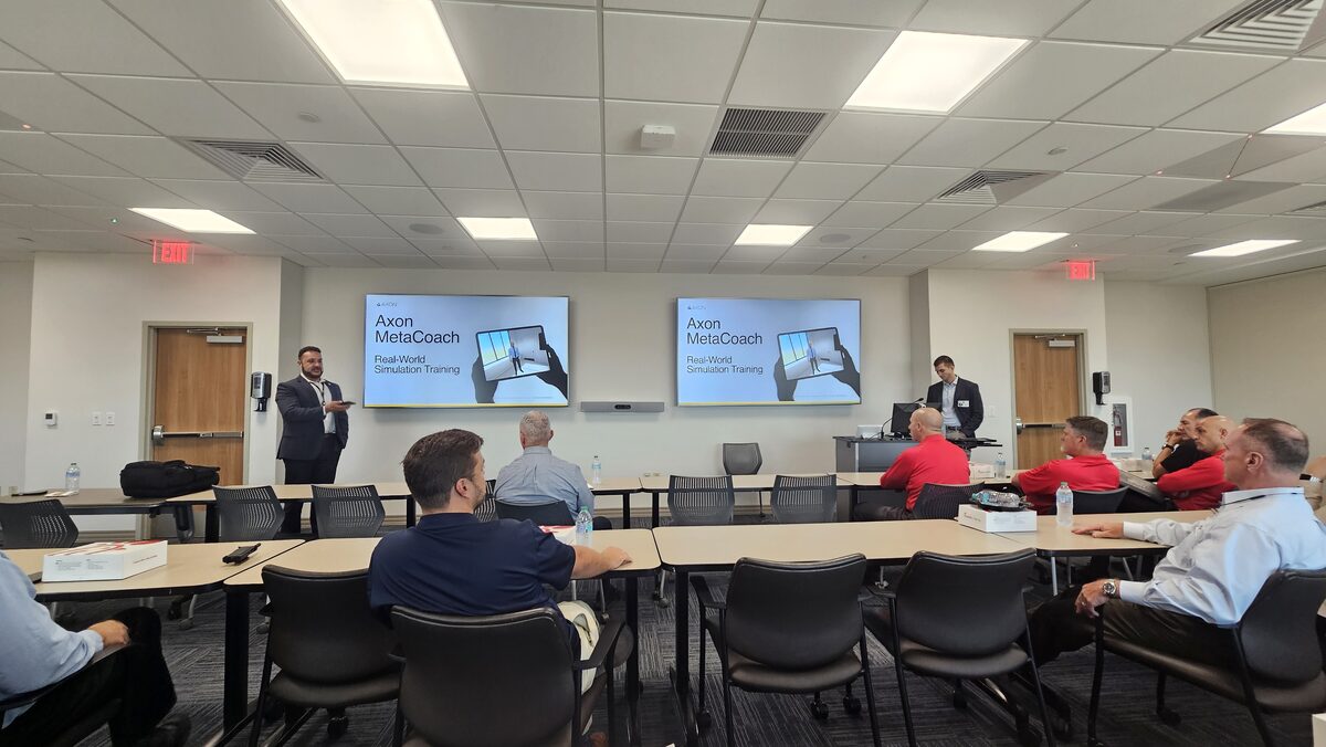 Axon MetaCoach presentation screens in the classroom at Brandon Regional Hospital